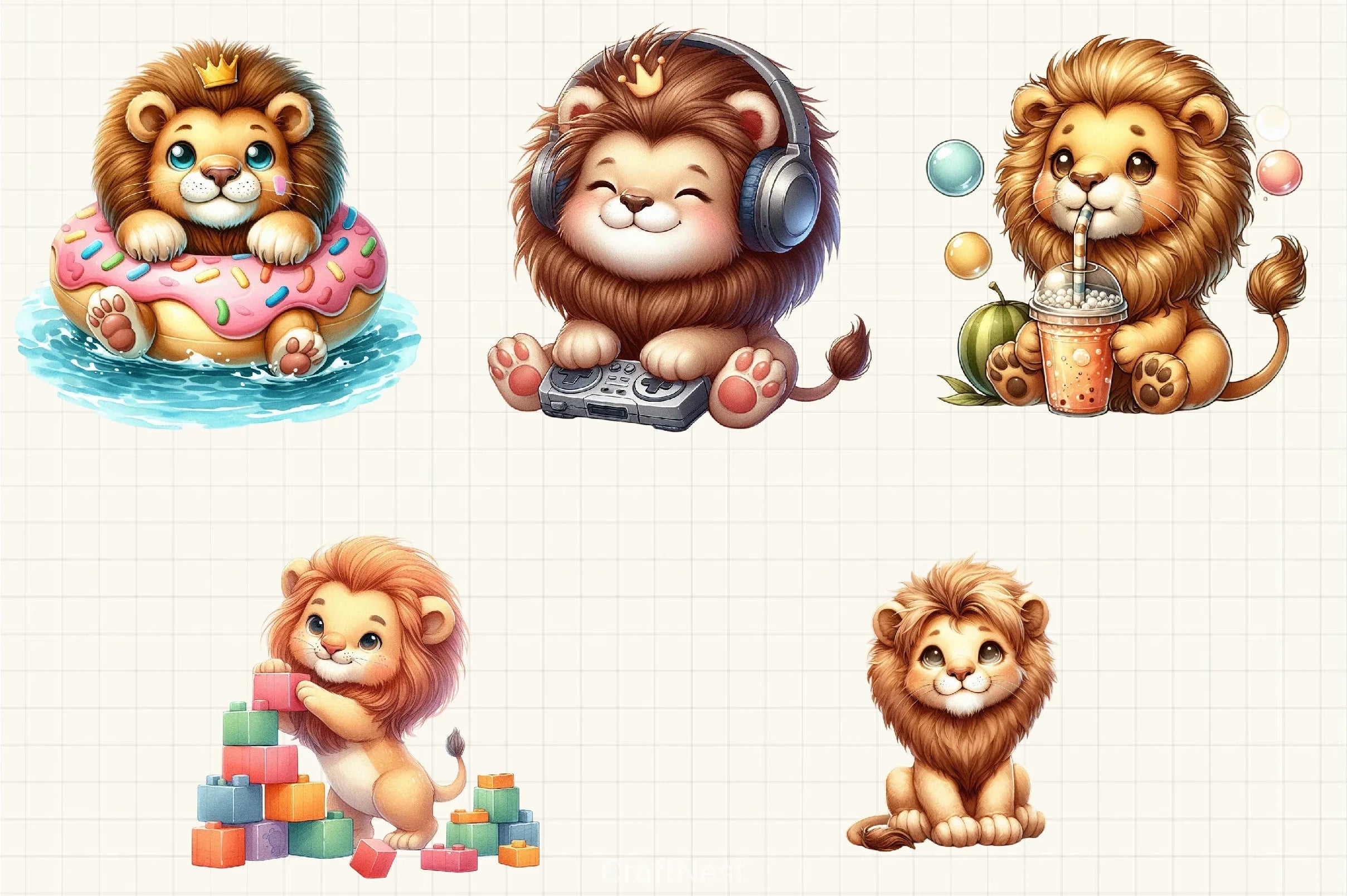 Cute Lion Clipart Bundle 2 - CraftNest - Digital Crafting and Art