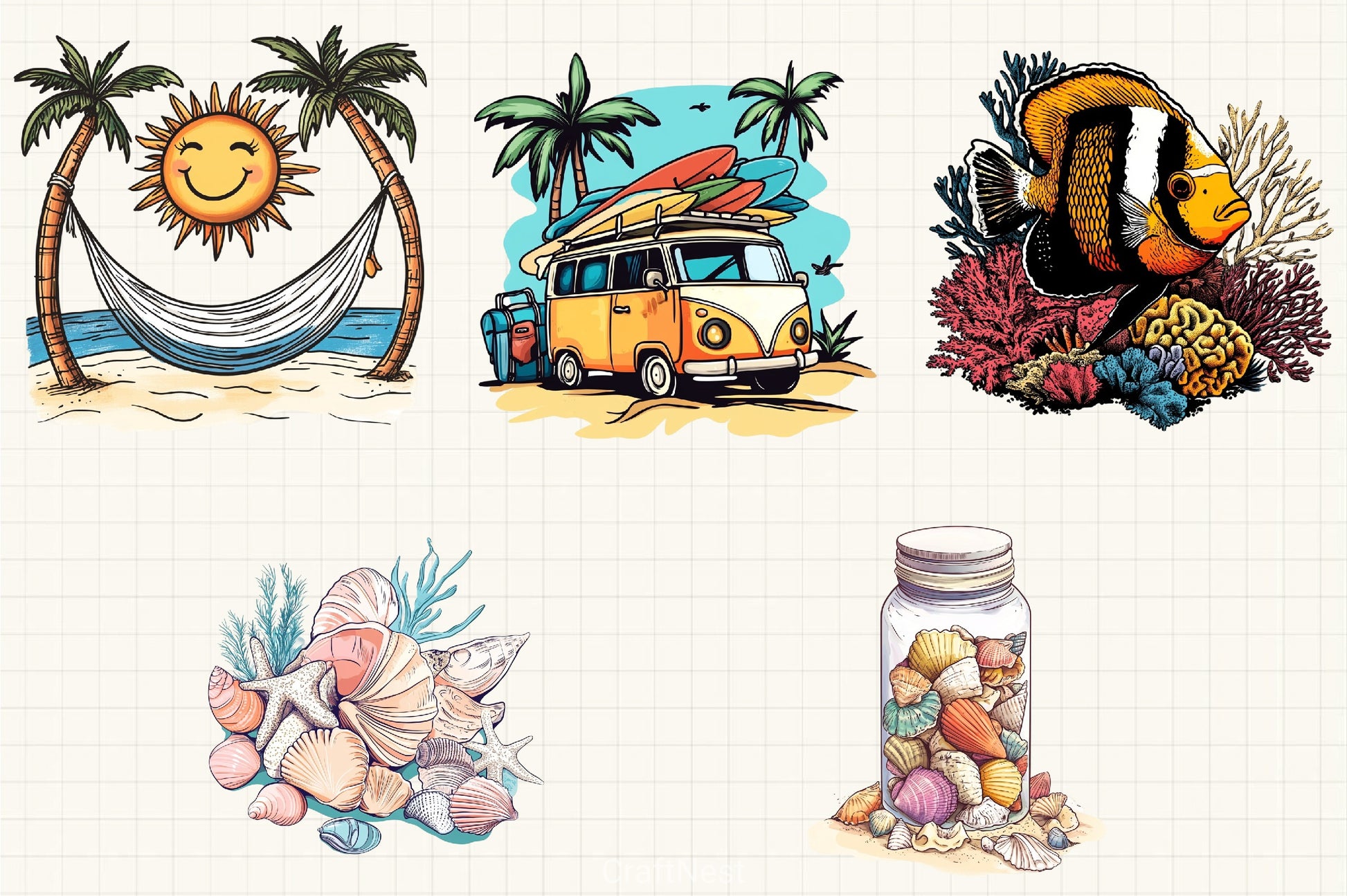 Beach Holiday Clipart Bundle - CraftNest - Digital Crafting and Art