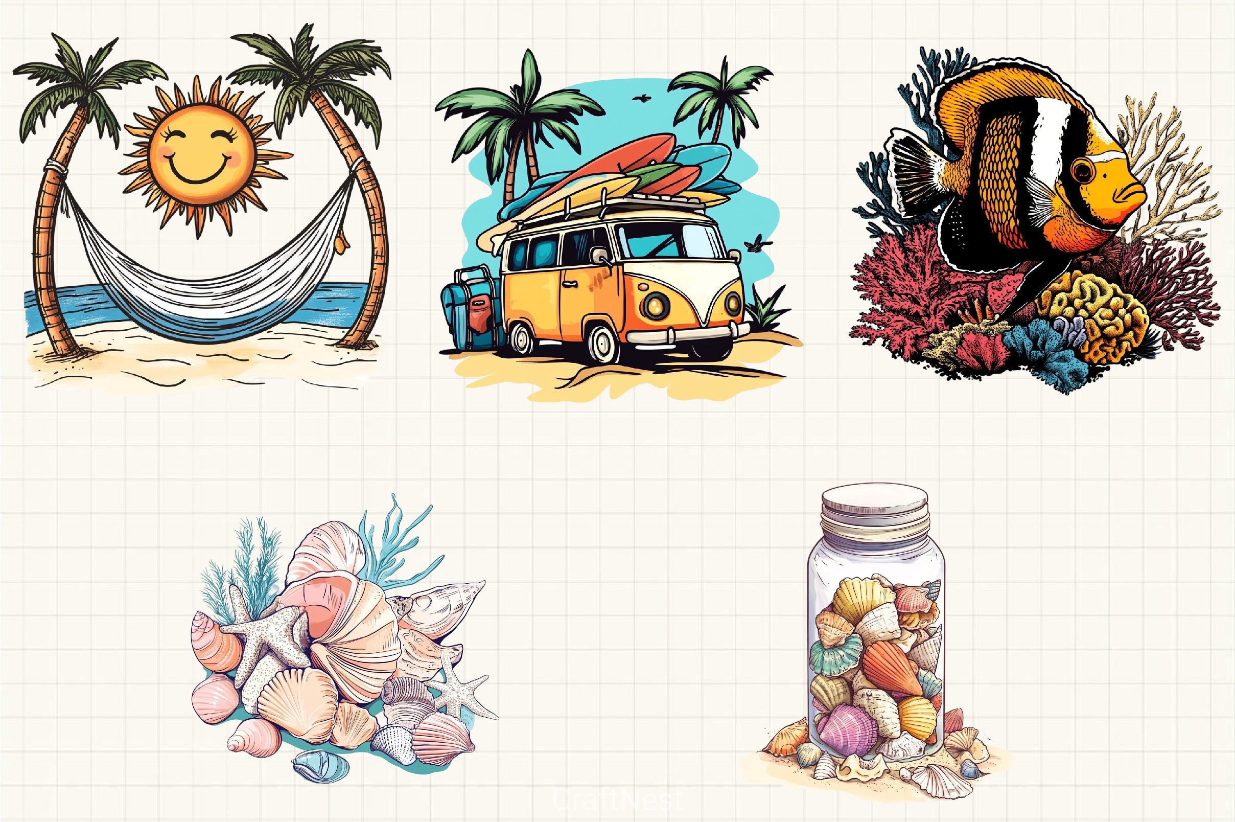 Beach Holiday Clipart Bundle - CraftNest - Digital Crafting and Art