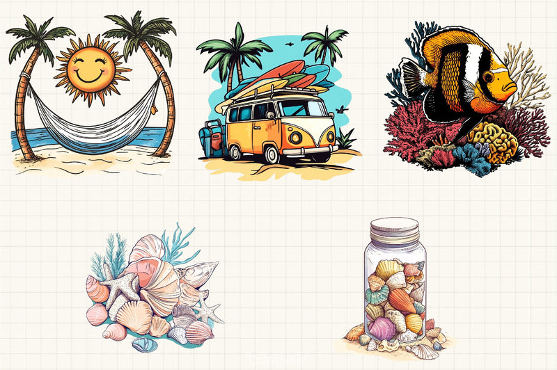 Beach Holiday Clipart Bundle - CraftNest - Digital Crafting and Art