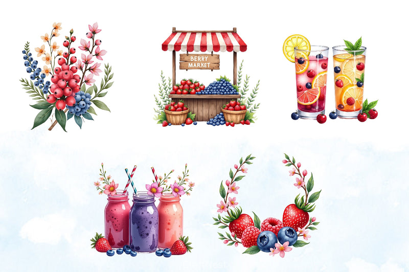 Warm Berry Spring Clipart Bundle 1 - CraftNest - Digital Crafting and Art