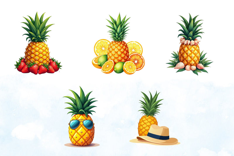 Pineapples Clipart Bundle - CraftNest - Digital Crafting and Art