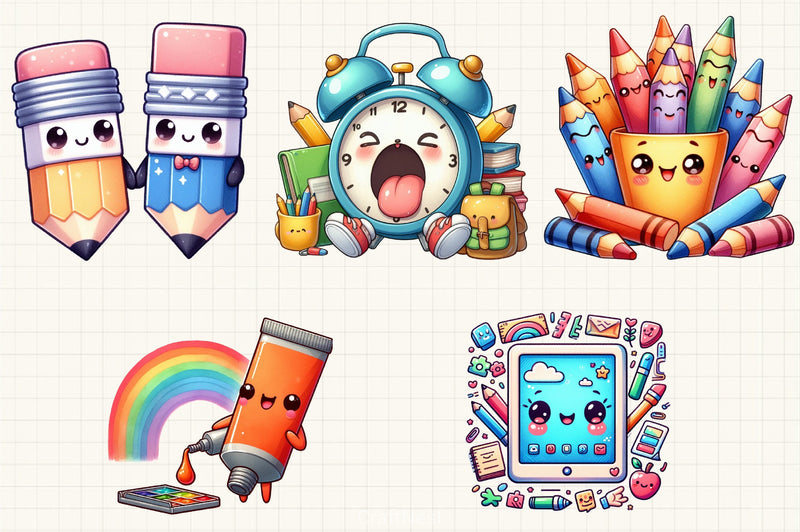 Kawaii School Clipart Bundle 3 - CraftNest - Digital Crafting and Art