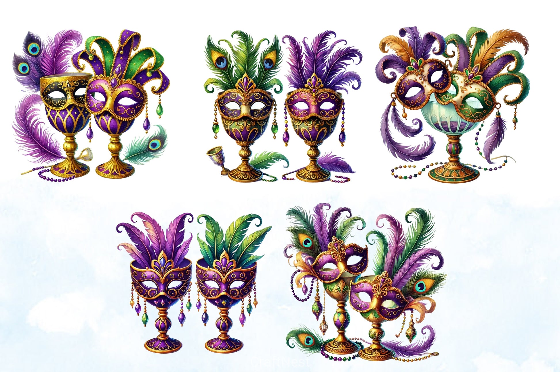 Mardi Gras Drinks Clipart Bundle 4 - CraftNest - Digital Crafting and Art