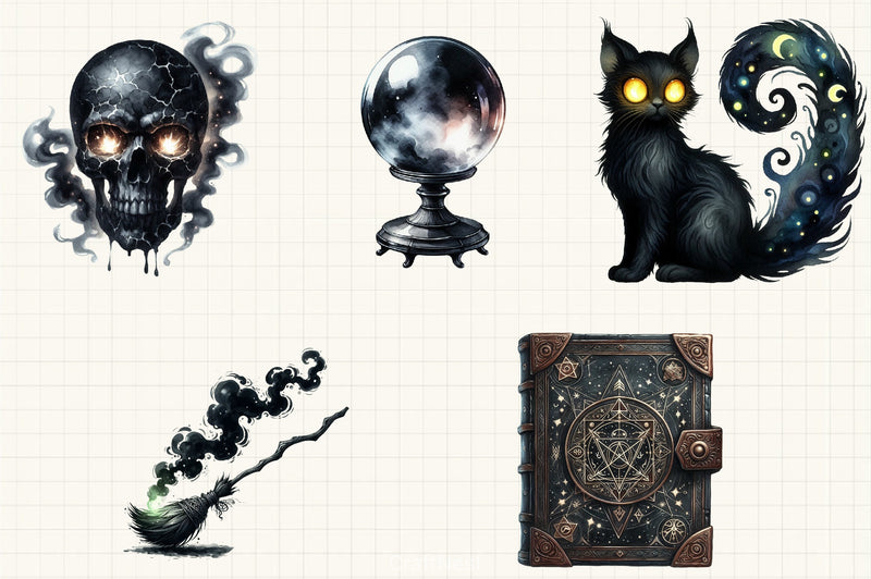 Dark Black Halloween Clipart Bundle - CraftNest - Digital Crafting and Art