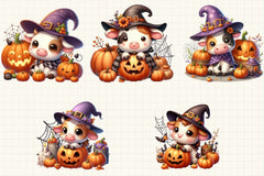 Cute Baby Cow Halloween Clipart Bundle - CraftNest - Digital Crafting and Art