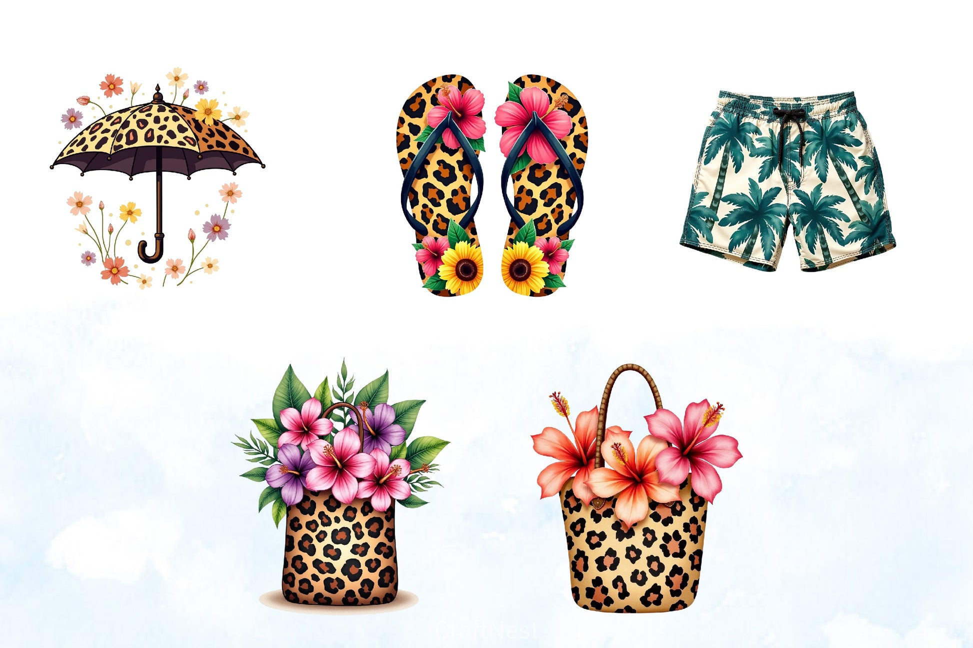 Leopard Print Summer Clipart Bundle - CraftNest - Digital Crafting and Art