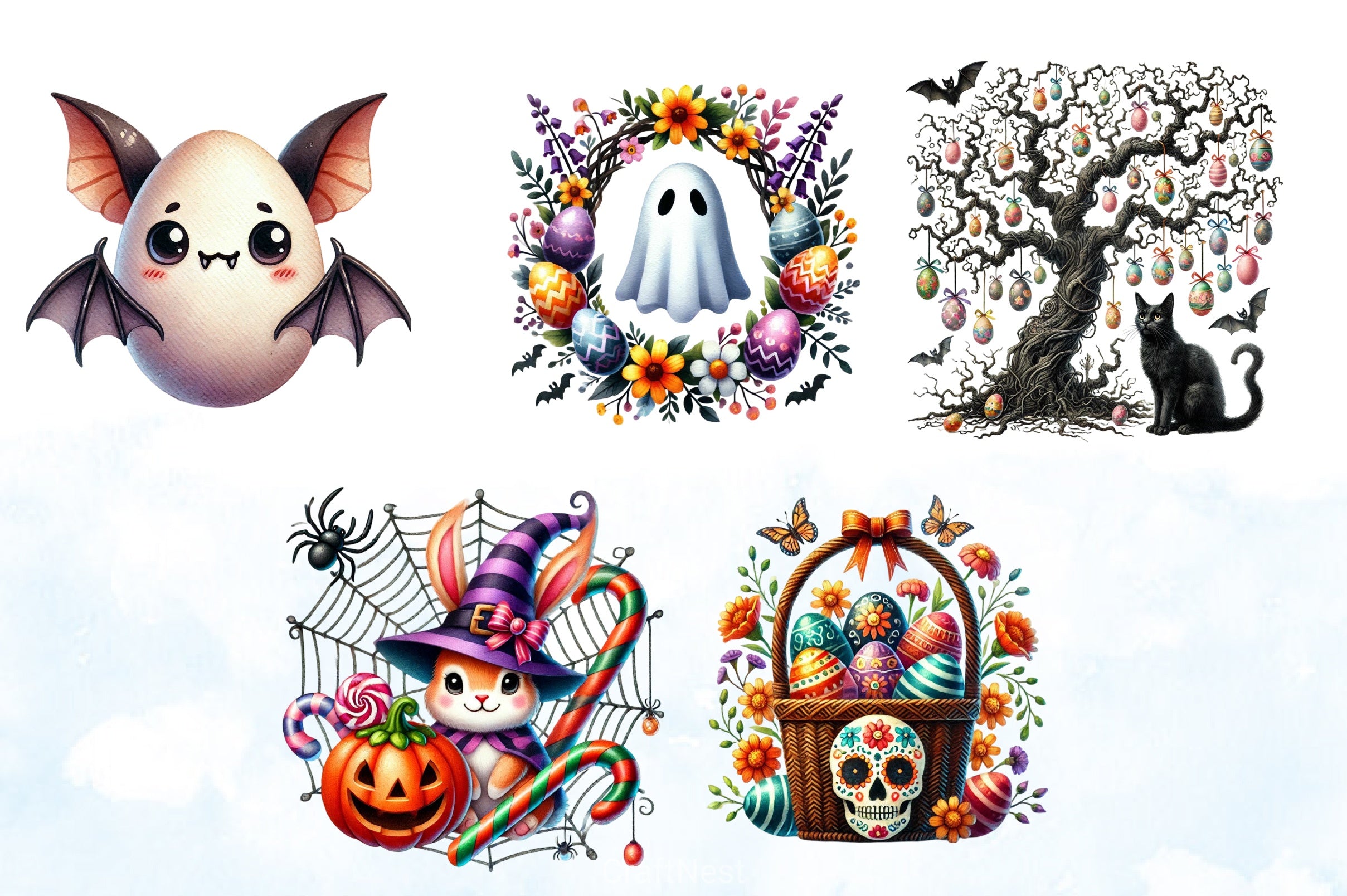 Cute Spooky Easter Clipart Bundle - CraftNest - Digital Crafting and Art