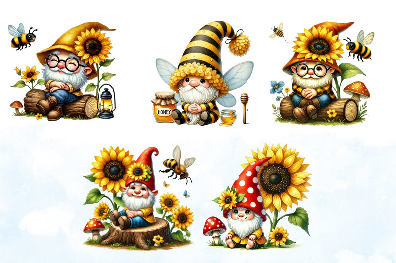 Honey Bee Gnome Clipart Bundle - CraftNest - Digital Crafting and Art
