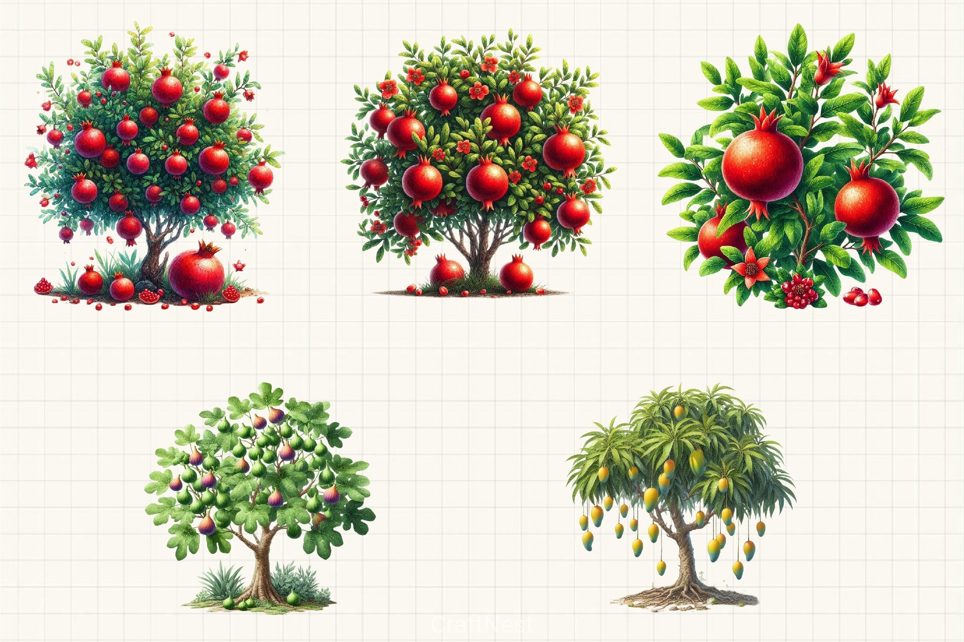 Fruit Trees Clipart Bundle - CraftNest - Digital Crafting and Art
