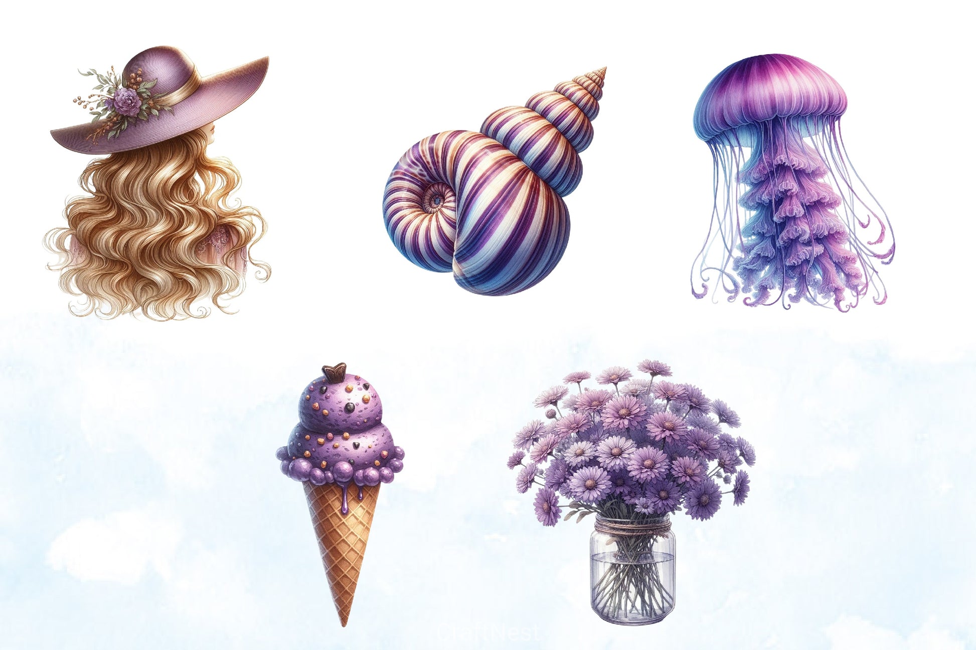 Purple Summer Clipart Bundle 6 - CraftNest - Digital Crafting and Art