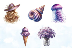 Purple Summer Clipart Bundle 6 - CraftNest - Digital Crafting and Art