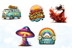 Hippie Summer Clipart Bundle 1 - CraftNest - Digital Crafting and Art