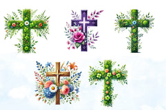 Spring Floral Cross Clipart Bundle - CraftNest - Digital Crafting and Art