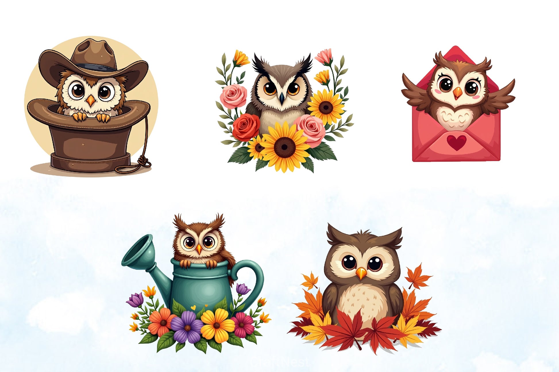 Funny Owl Peeking Clipart Bundle - CraftNest - Digital Crafting and Art