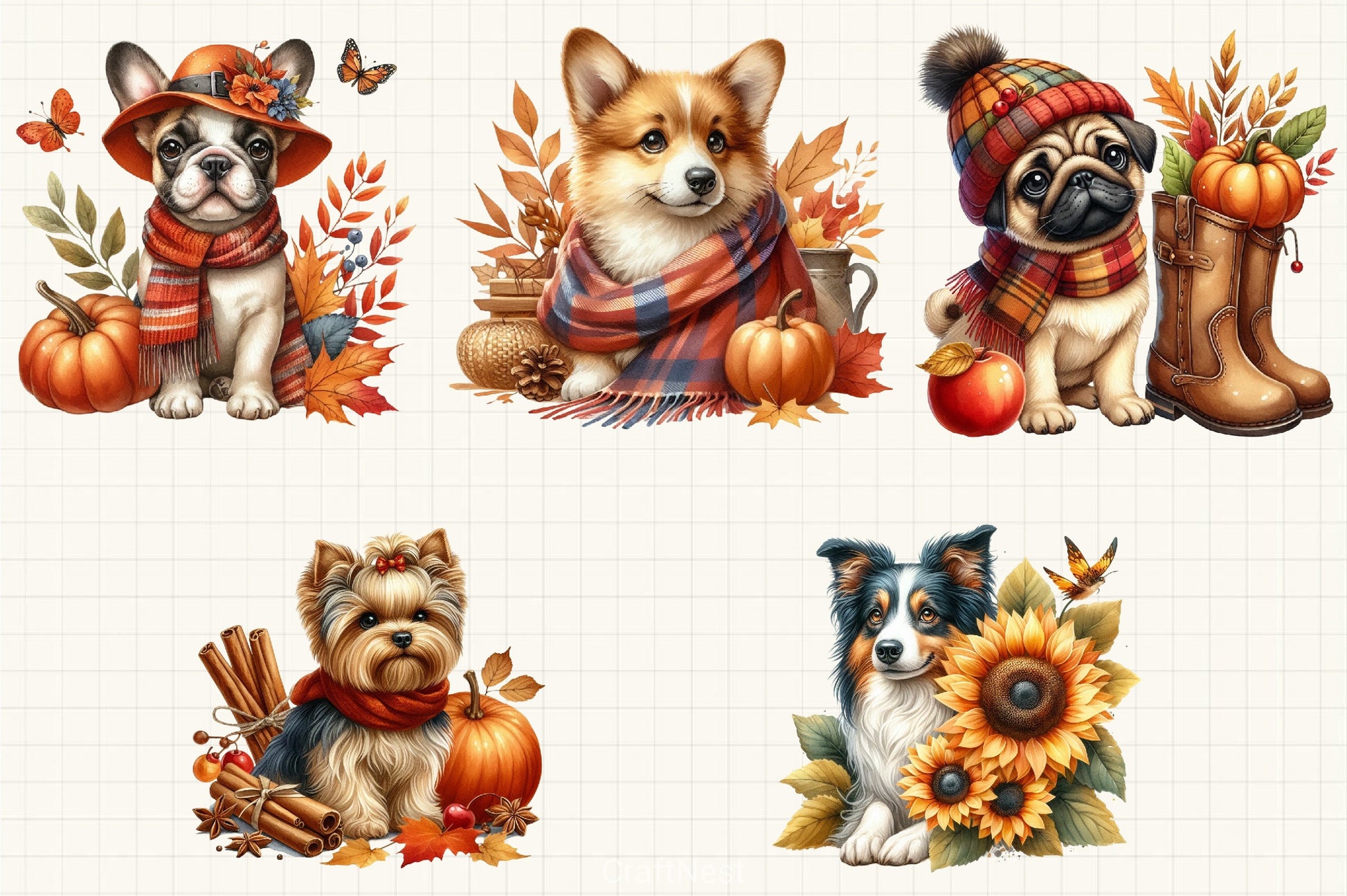 Autumn Dog Clipart Bundle - CraftNest - Digital Crafting and Art