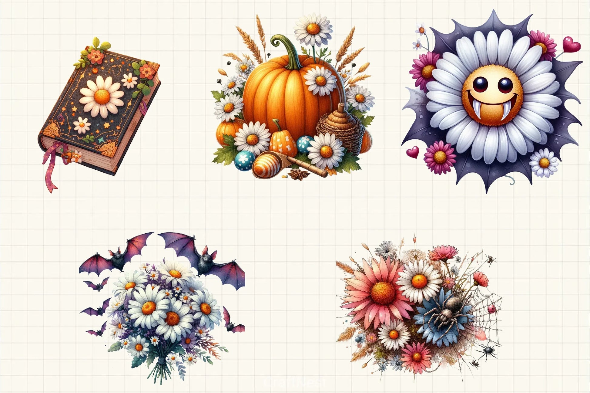 Daisy & Halloween Clipart Bundle - CraftNest - Digital Crafting and Art