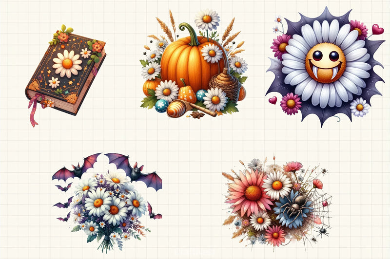 Daisy & Halloween Clipart Bundle - CraftNest - Digital Crafting and Art