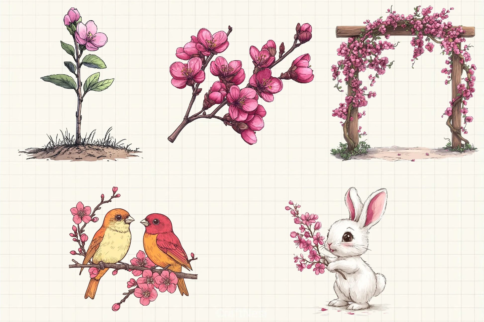 Spring Redbud Flower Clipart Bundle 4 - CraftNest - Digital Crafting and Art