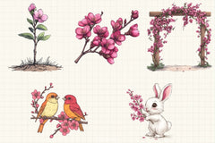 Spring Redbud Flower Clipart Bundle 4 - CraftNest - Digital Crafting and Art
