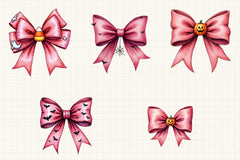 Charm Pink Halloween Bow Clipart Bundle - CraftNest - Digital Crafting and Art
