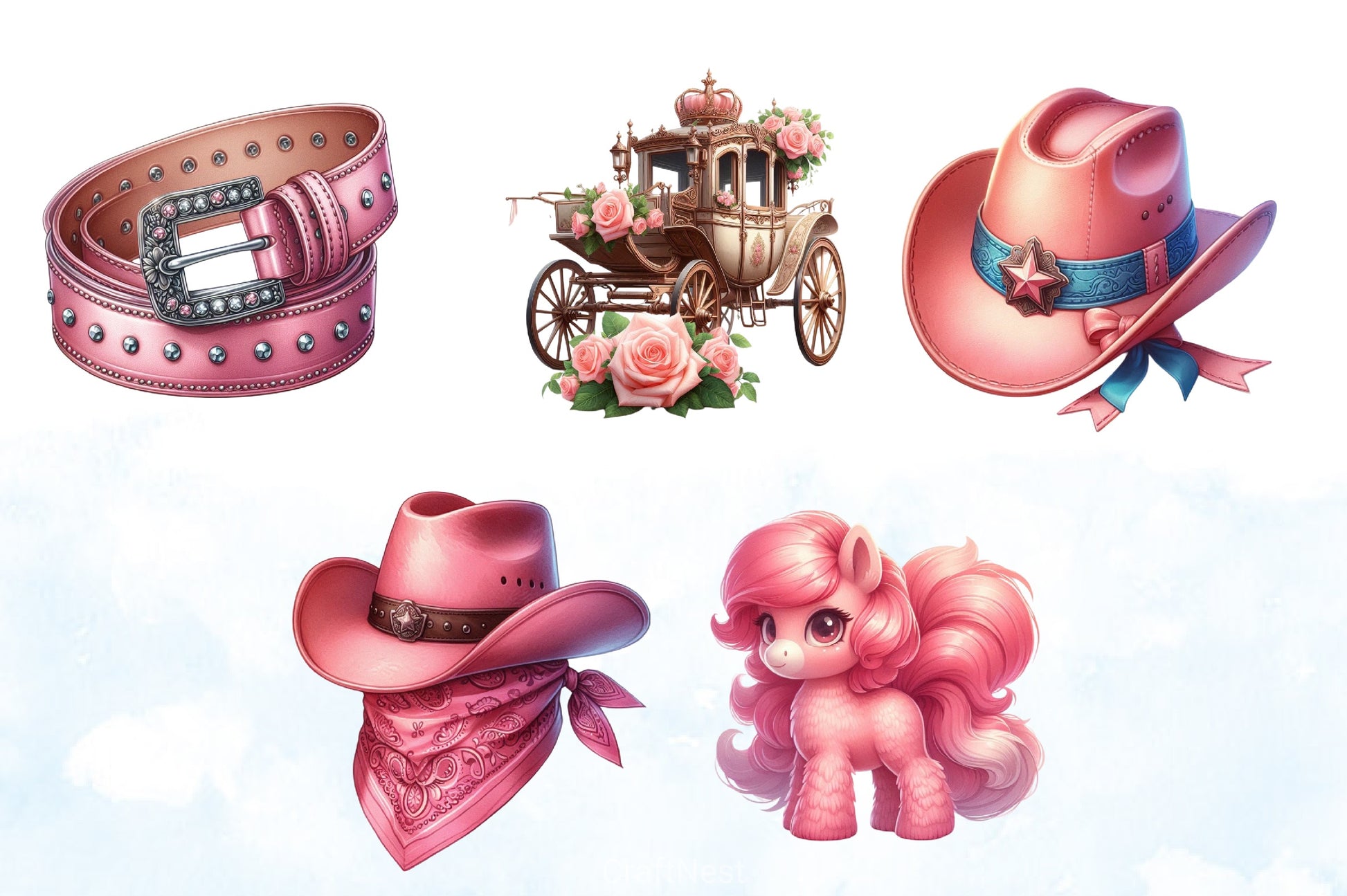 Pink Cowgirl Clipart Bundle - CraftNest - Digital Crafting and Art
