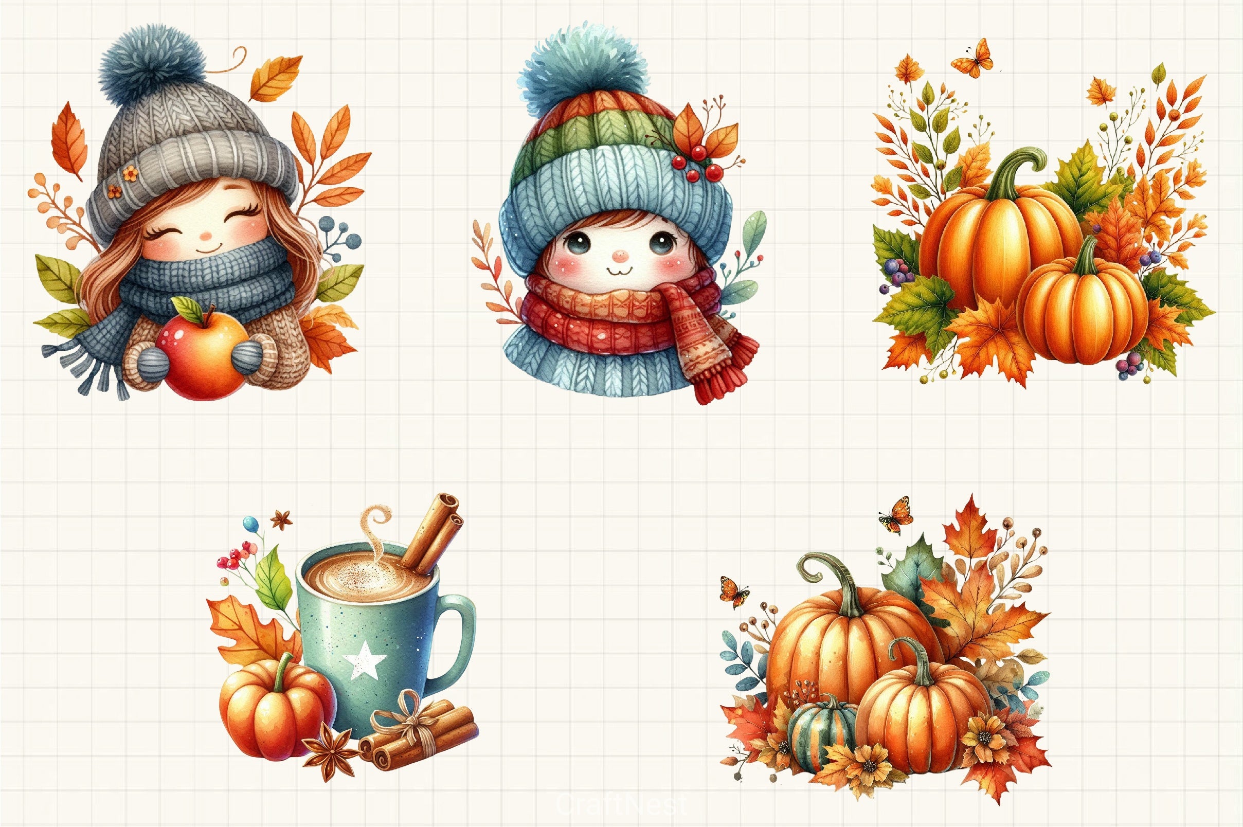 Hello Fall Clipart Bundle - CraftNest - Digital Crafting and Art