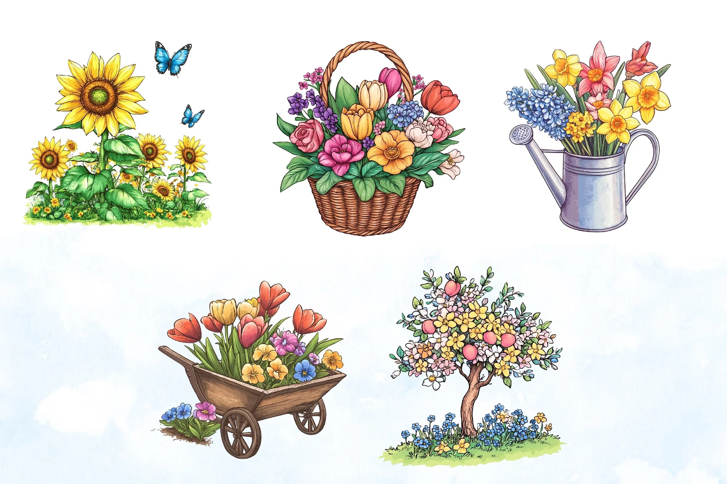 Floral Garden Spring Clipart Bundle 1 - CraftNest - Digital Crafting and Art