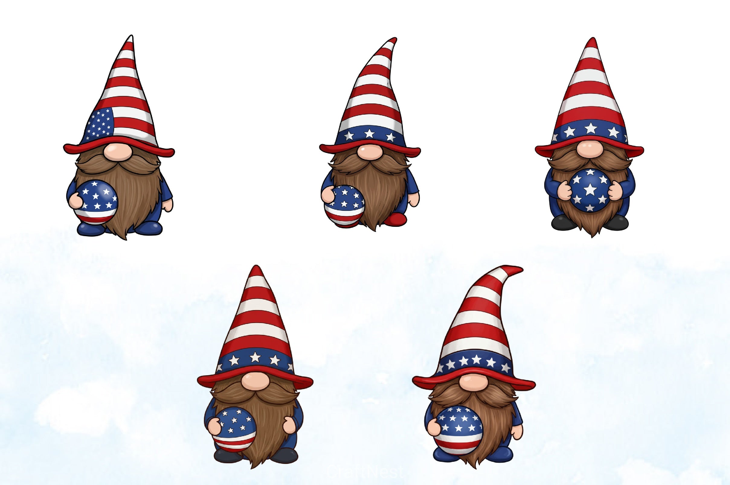 4th July Gnome Clipart Bundle - CraftNest - Digital Crafting and Art
