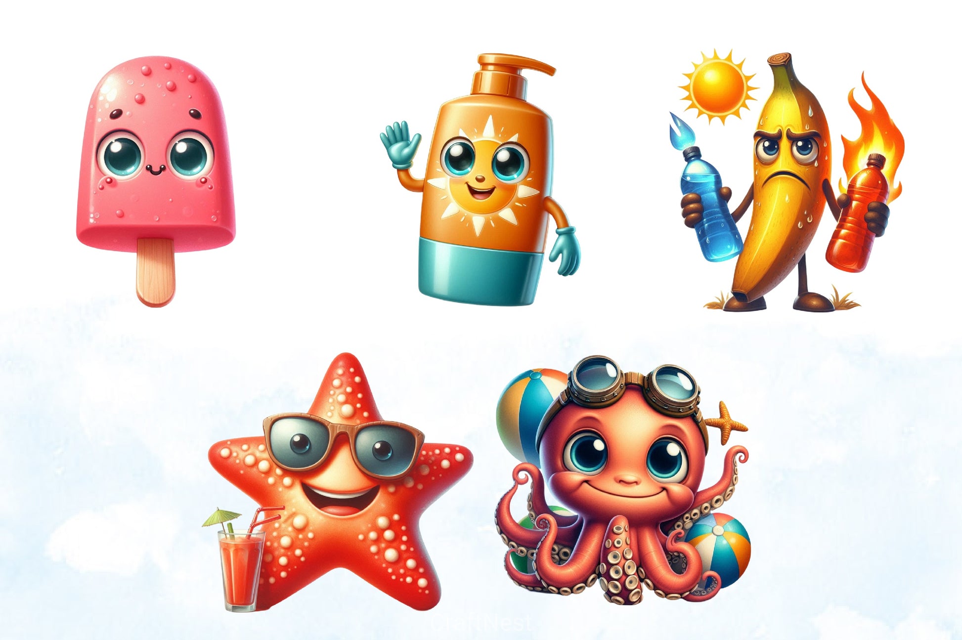 Summer Character Clipart Bundle - CraftNest - Digital Crafting and Art