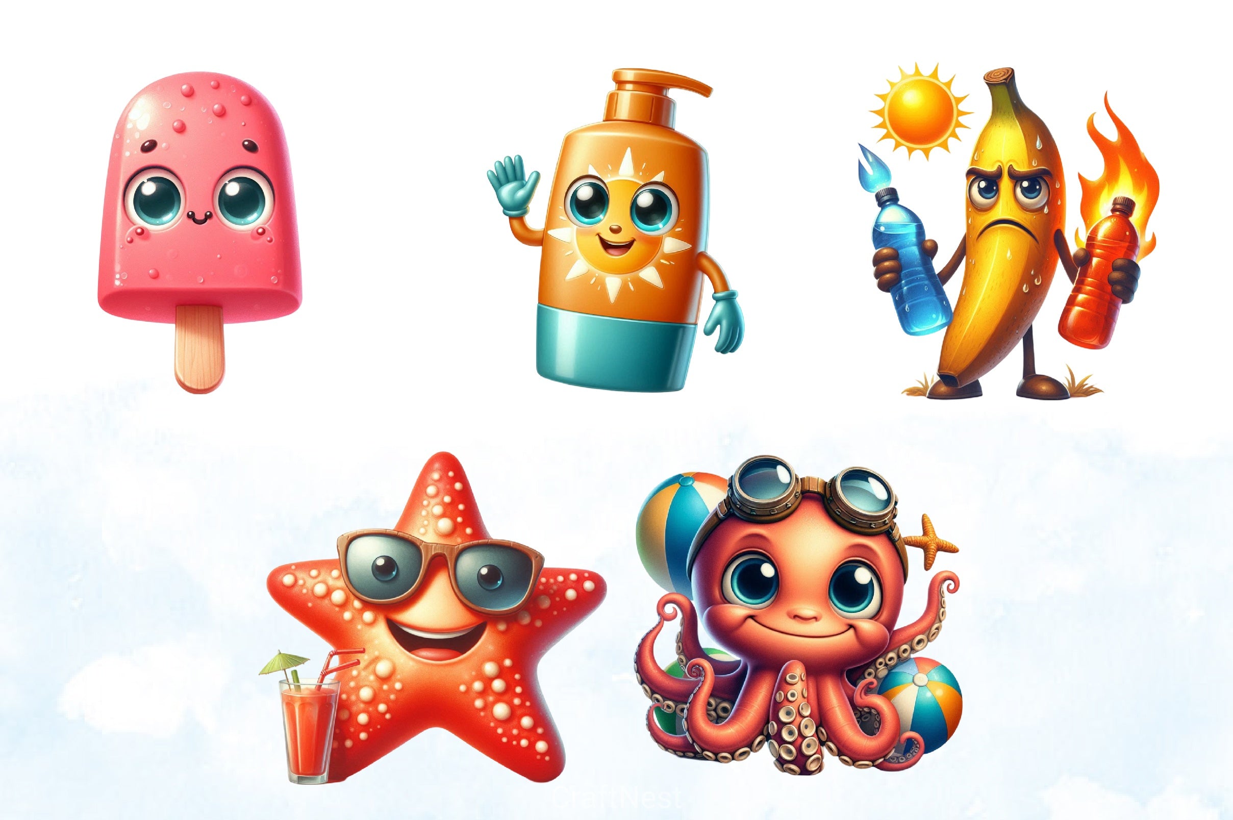 Summer Character Clipart Bundle - CraftNest - Digital Crafting and Art