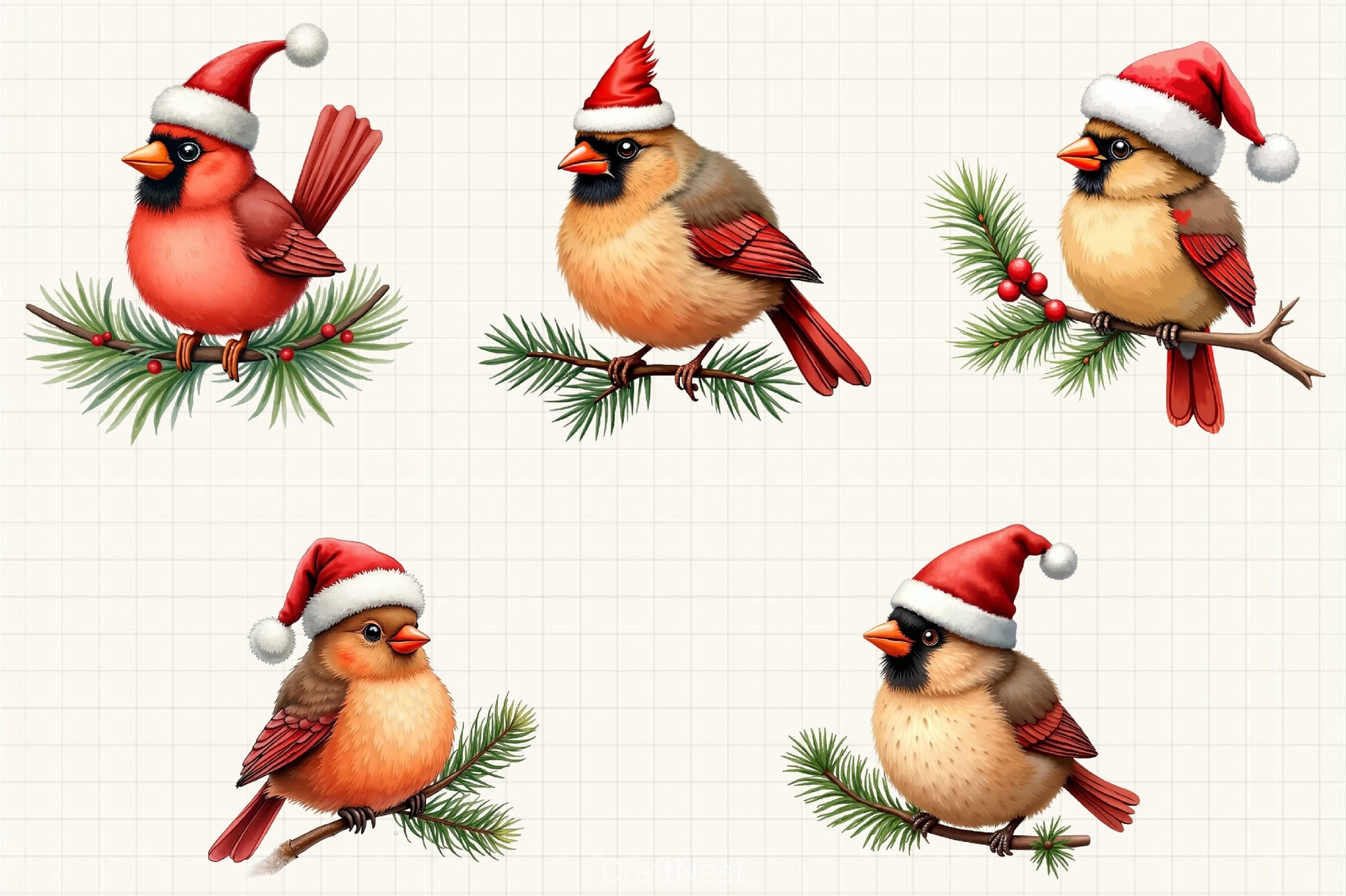 Christmas Birds Clipart Bundle - CraftNest - Digital Crafting and Art