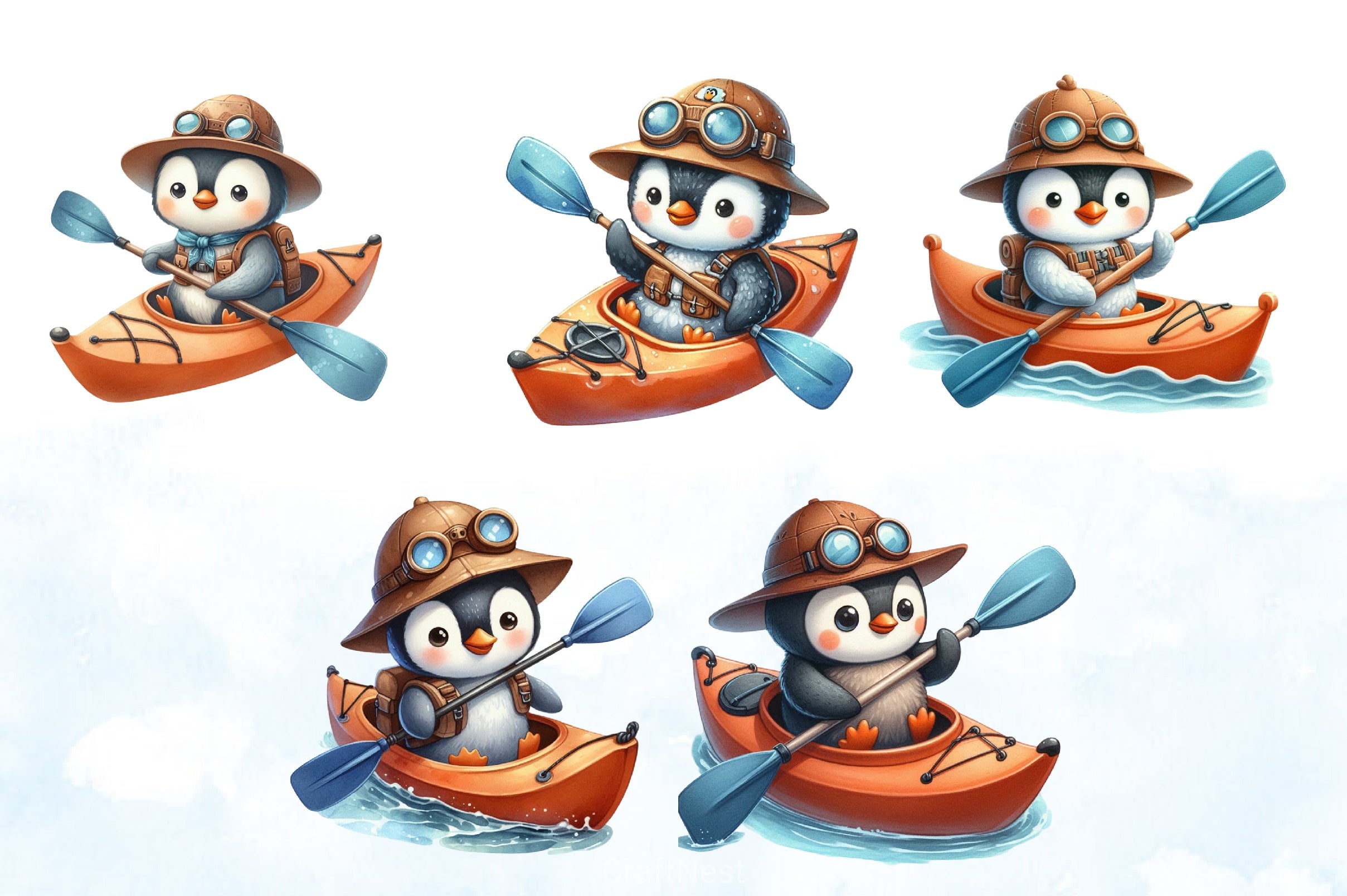 Penguin Rafting Clipart Bundle - CraftNest - Digital Crafting and Art