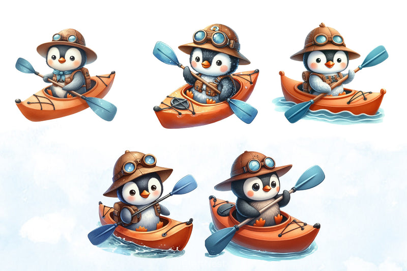 Penguin Rafting Clipart Bundle - CraftNest - Digital Crafting and Art