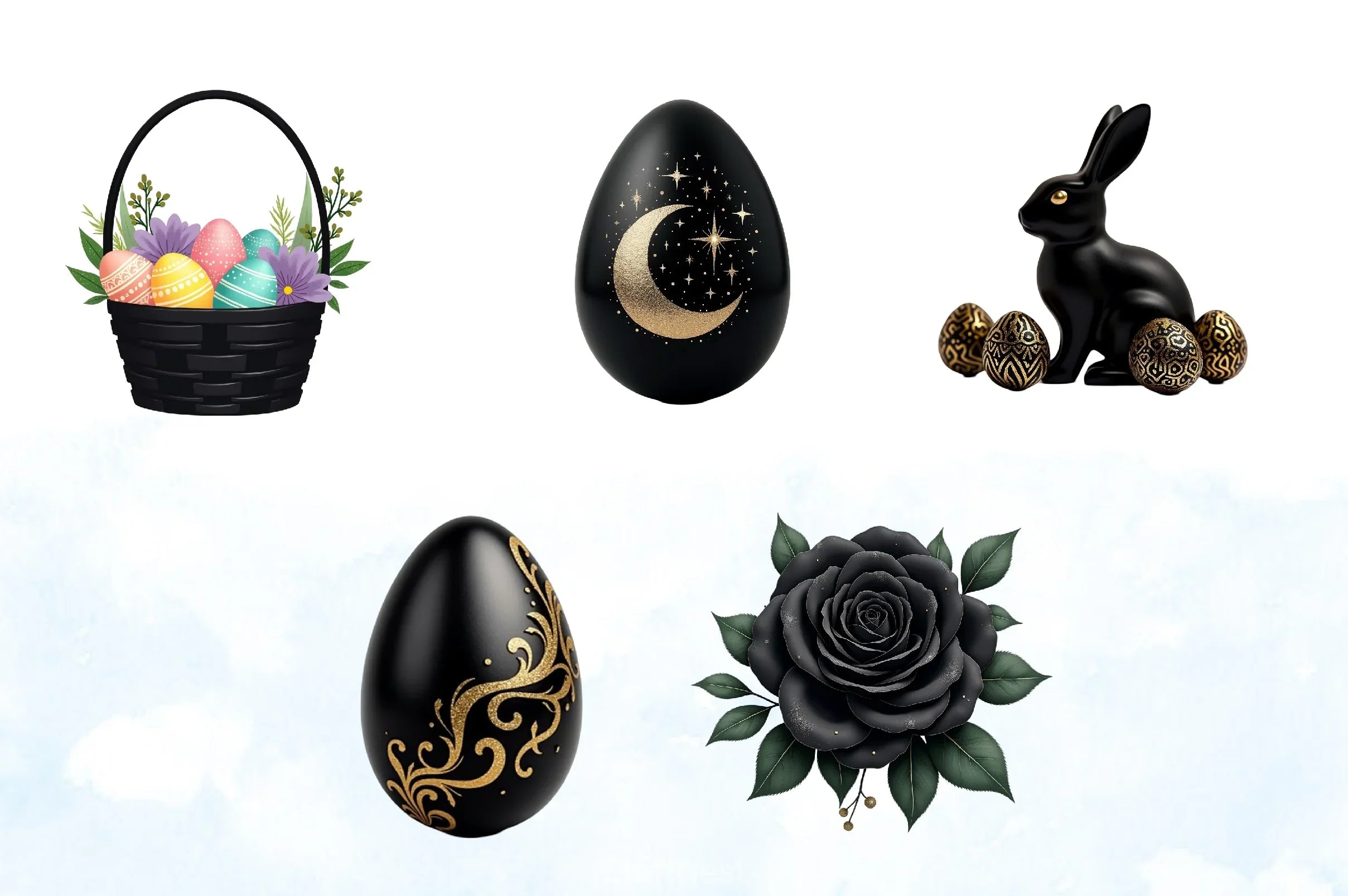 Glitter Black Easter Clipart Bundle - CraftNest - Digital Crafting and Art