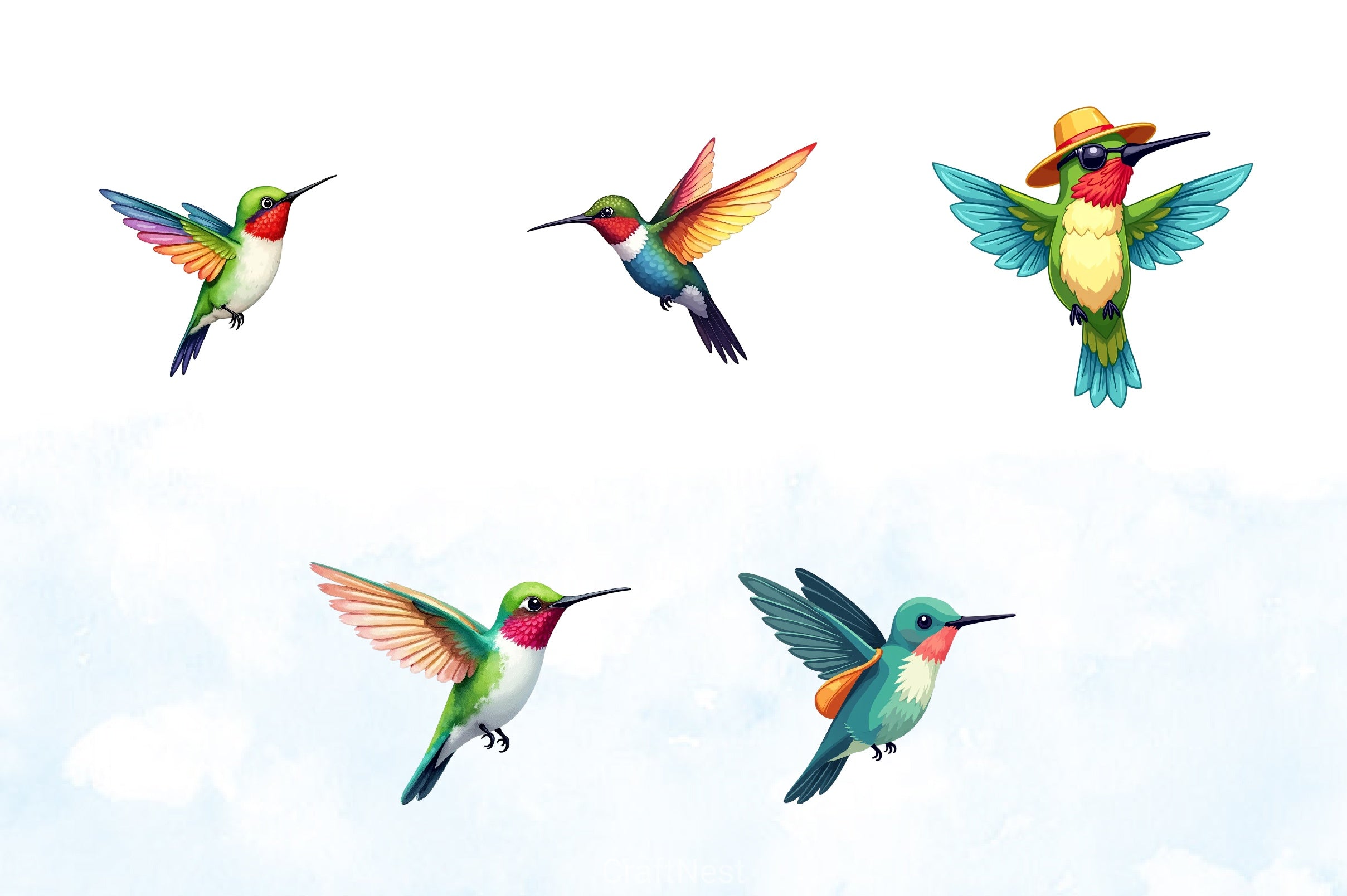 Cute Dabbing Hummingbird Clipart Bundle 8 - CraftNest - Digital Crafting and Art