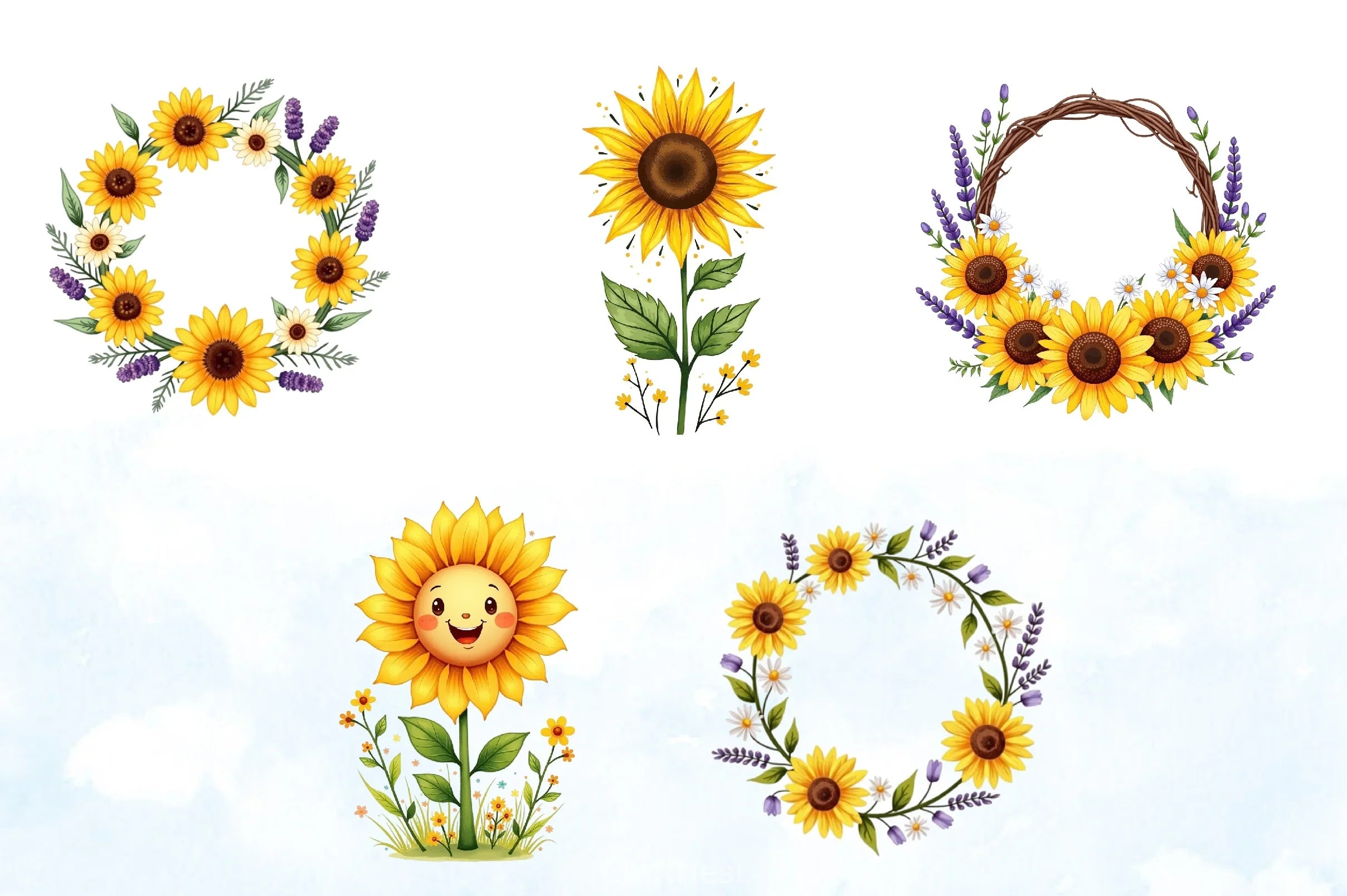 Spring Sunflower Clipart Bundle  4 - CraftNest - Digital Crafting and Art