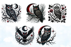 Gothic Owls Clipart Bundle - CraftNest - Digital Crafting and Art