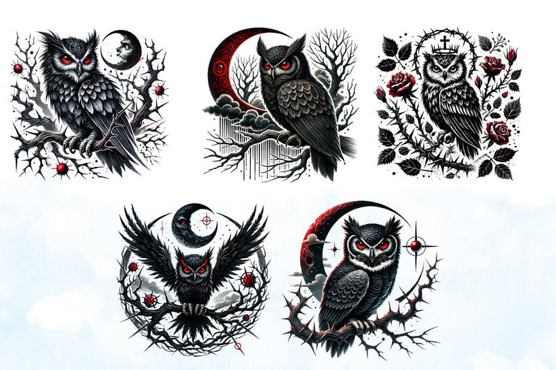 Gothic Owls Clipart Bundle - CraftNest - Digital Crafting and Art
