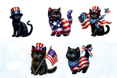 4th of July Black Cat Clipart Bundle - CraftNest - Digital Crafting and Art