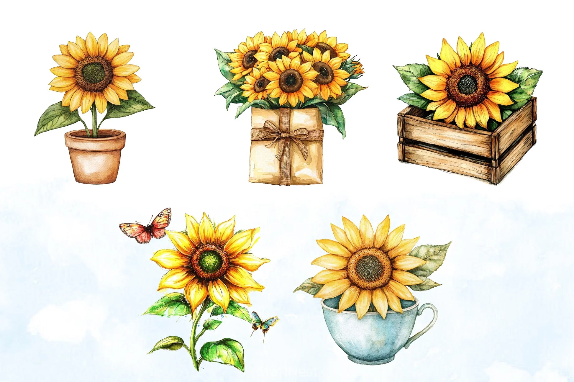 Spring Sunflower Clipart Bundle - CraftNest - Digital Crafting and Art