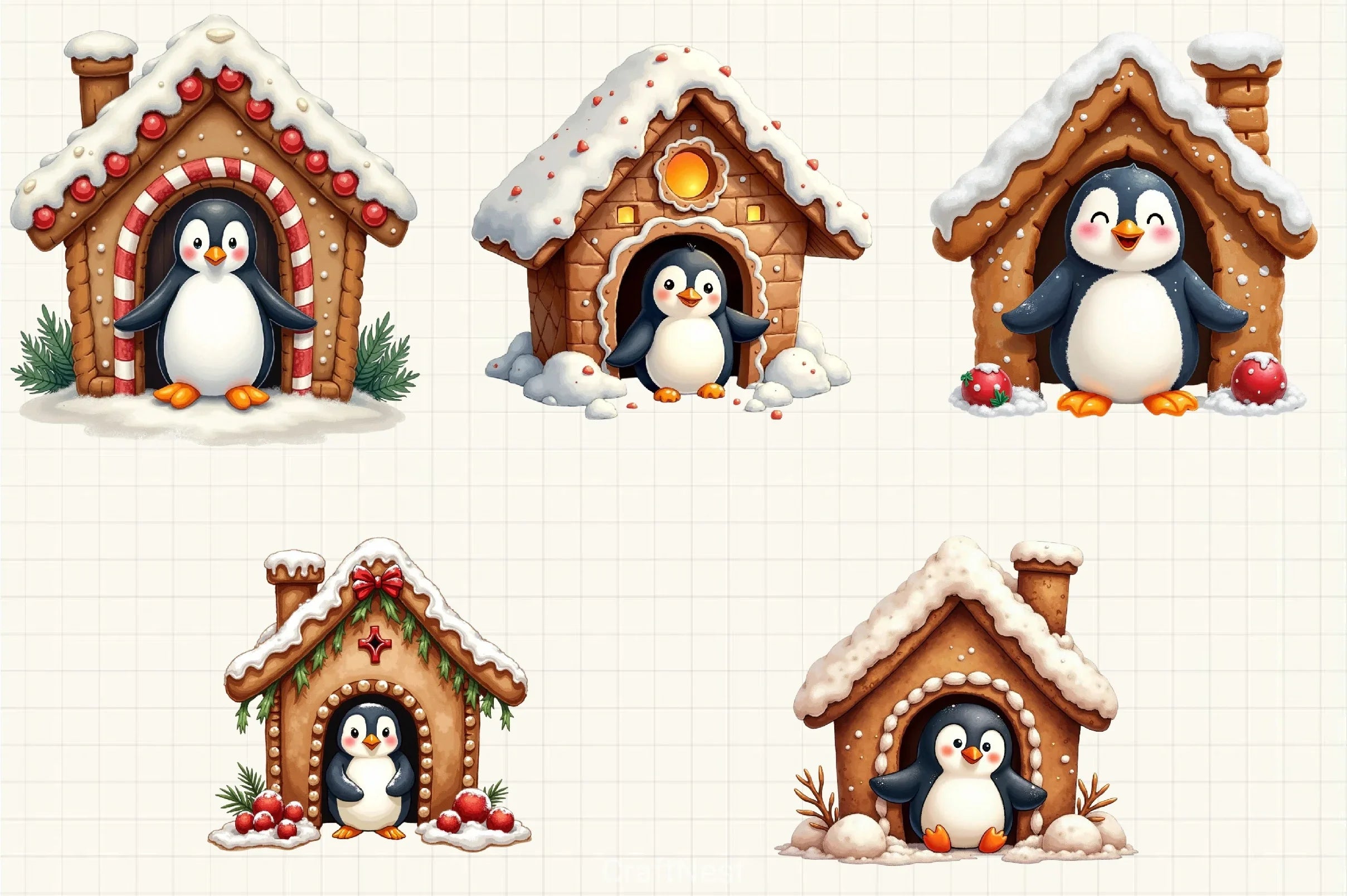 Christmas Penguin Clipart Bundle 1 - CraftNest - Digital Crafting and Art