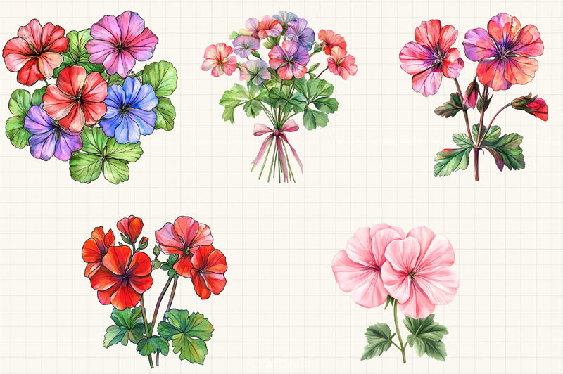 Geranium Flower Clipart Bundle - CraftNest - Digital Crafting and Art