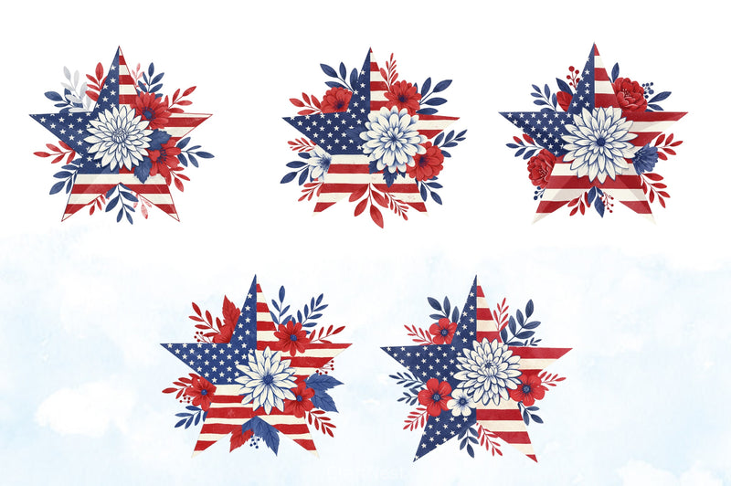 American Patriotic Star Clipart Bundle    2 - CraftNest - Digital Crafting and Art