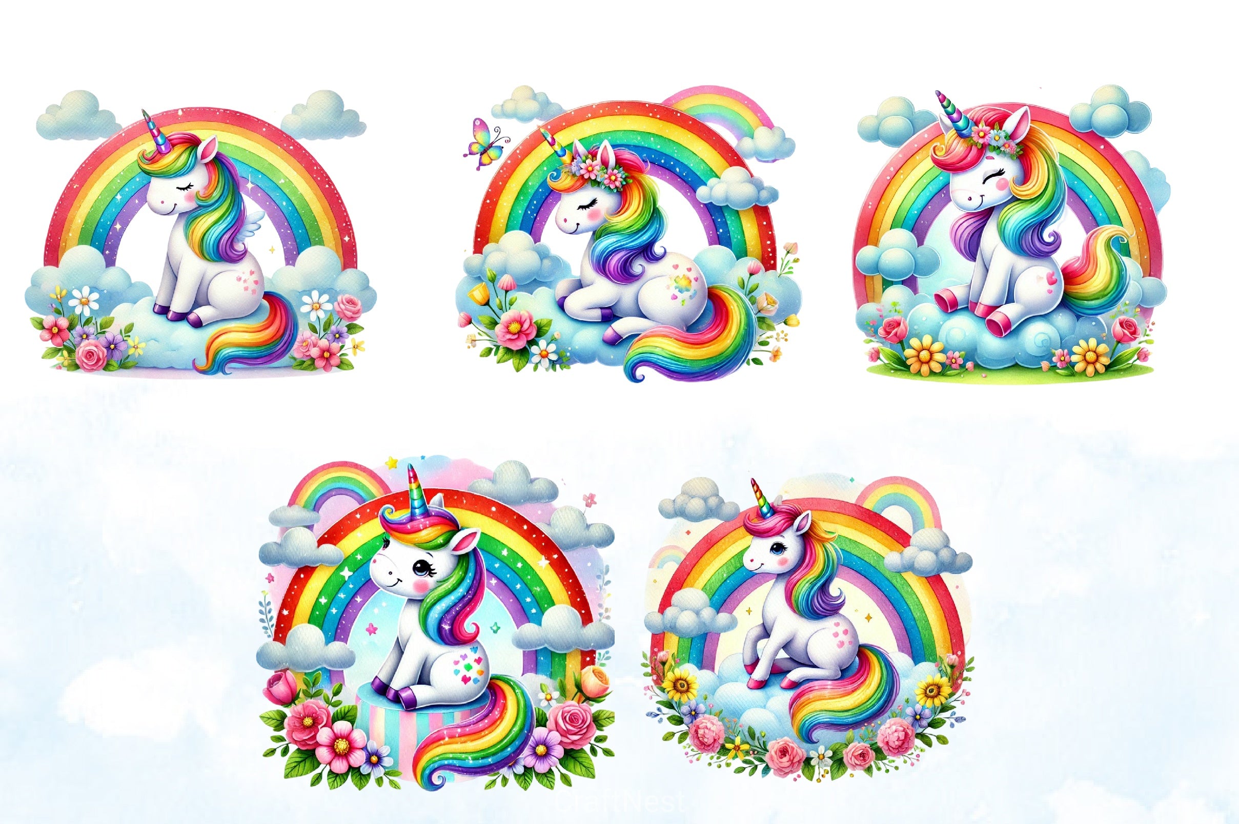 Rainbow Unicorn Fantasy Clipart Bundle - CraftNest - Digital Crafting and Art