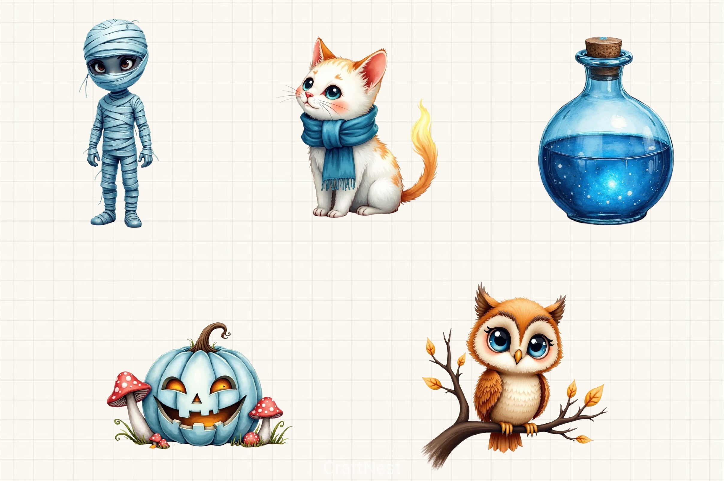 Blue Halloween Clipart Bundle 1 - CraftNest - Digital Crafting and Art