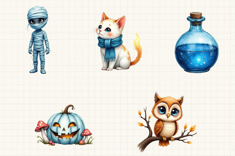 Blue Halloween Clipart Bundle 1 - CraftNest - Digital Crafting and Art