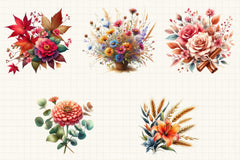 Fall Flower Clipart Bundle - CraftNest - Digital Crafting and Art