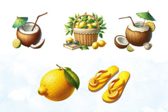 Mediterranean Lemon Beach Clipart Bundle 2 - CraftNest - Digital Crafting and Art
