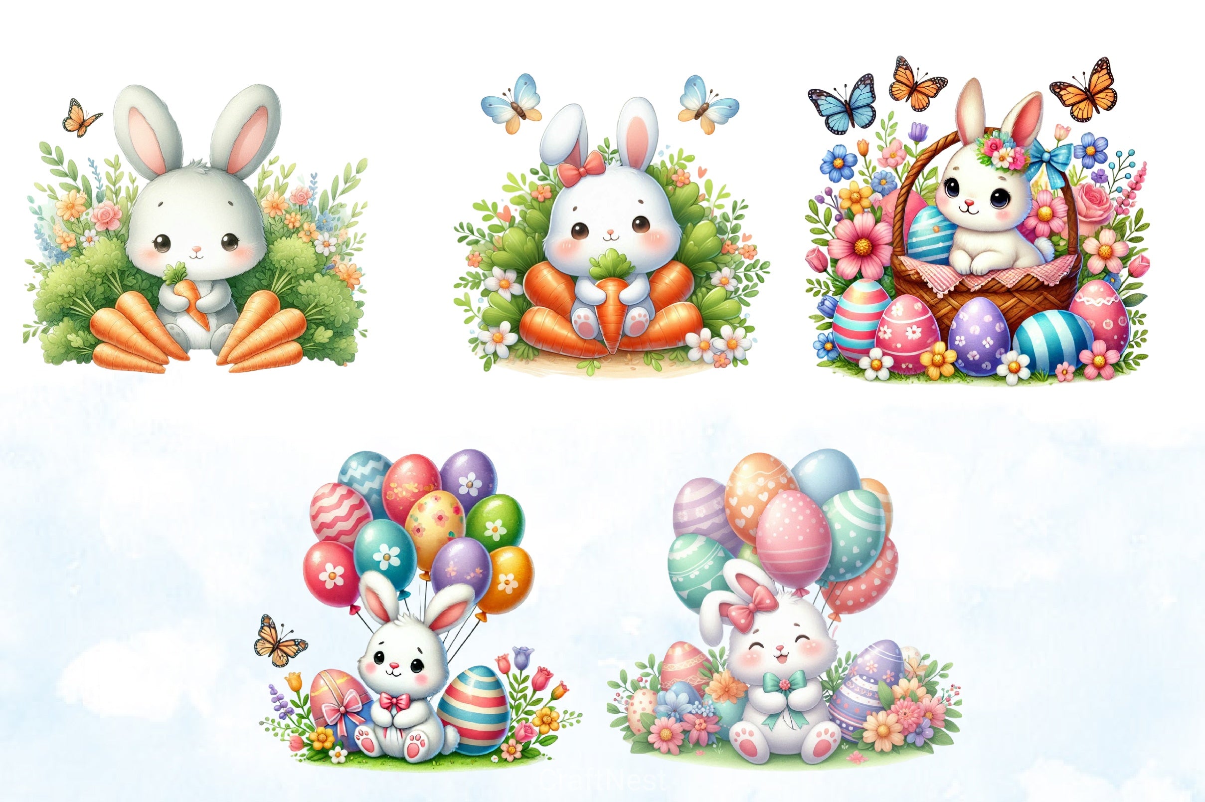 Peeking Bunny Clipart Bundle - CraftNest - Digital Crafting and Art
